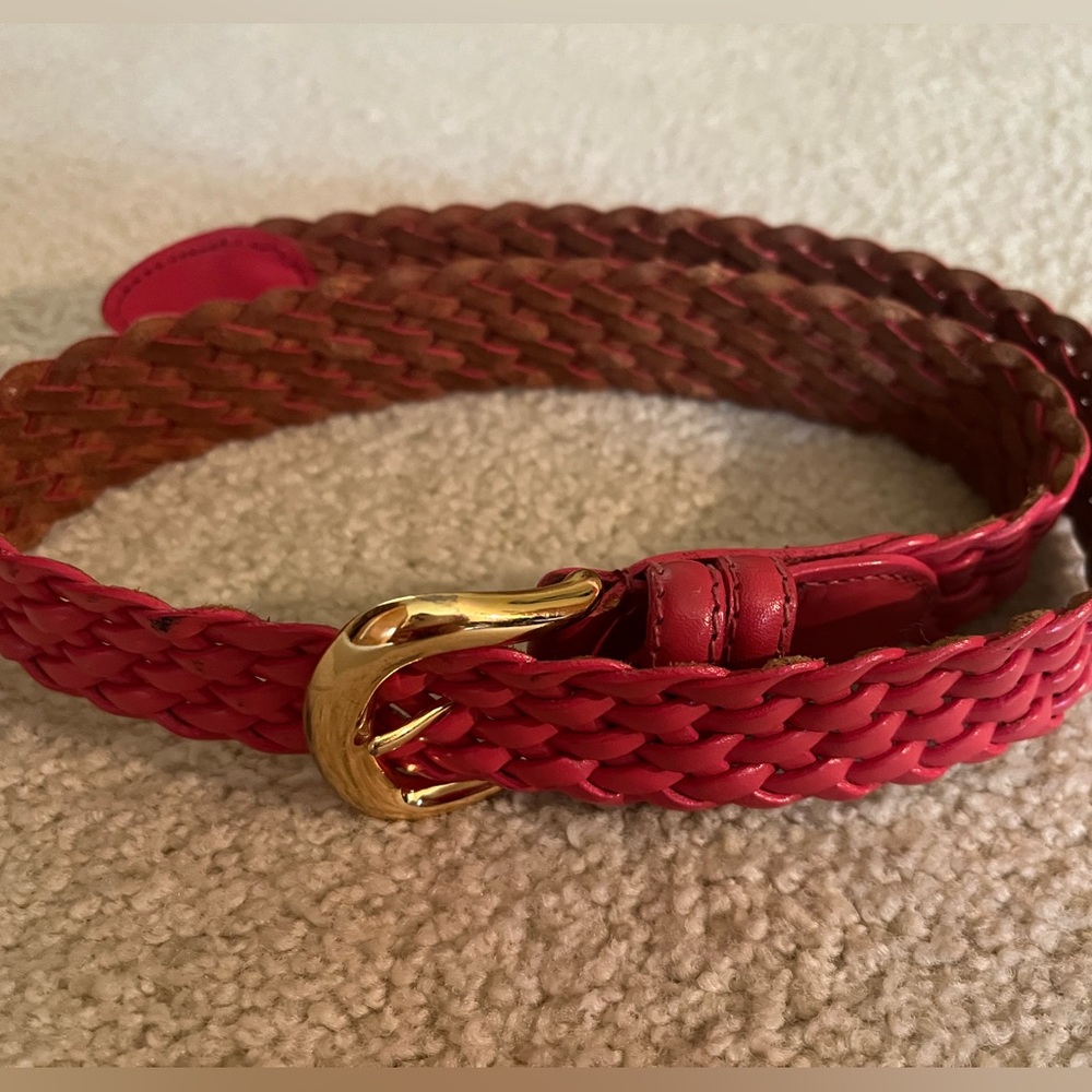 Talbots Red and Pink Braided Leather Belt